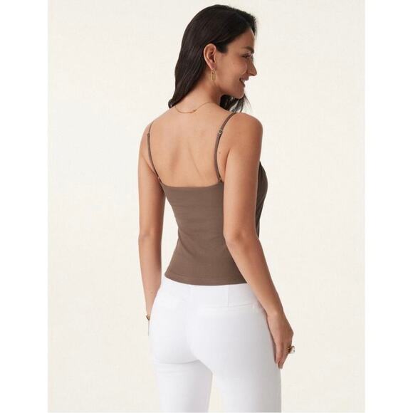 OGL Top Womens Size 2XL Iced Mocha Scoop Neck Camisole Slim Fit Spaghetti Basics - Picture 3 of 9